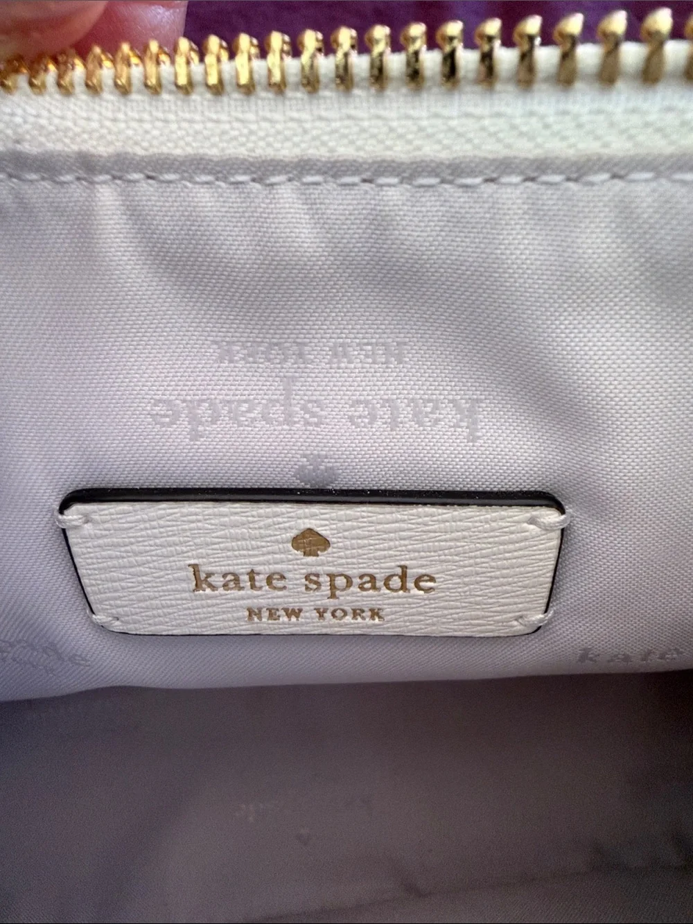 kate spade Cream Leather Clutch with Gold Hardware